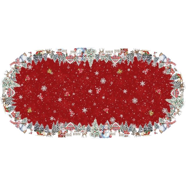 Oval Christmas Tablecloth 60x120 Inch, Winter Snowman Santa Christmas Tree Tablecloth Oval, Holiday Christmas Table Cloths Oval, Xmas Oval Table Cover Decor