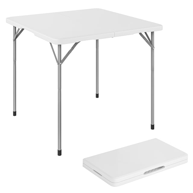 Outsunny Table de Pique-Nique Pliante 34 Pouces x 34 Pouces pour Usage Intérieur et Extérieur, Blanc