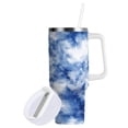 thumbnail image 2 of 30 oz Insulated Stainless Steel Tumbler Double Wall Stainless Steel Tumbler with 2-Way Drinking Blue Tie-dye Pattern, 2 of 9