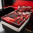 thumbnail image 3 of Erosebridal Extreme Motocross Sport Zipper Queen Comforter Set with Fitted Sheet and 2 Pillowcases for Boys Men, Race Car Theme Zipper Bedding Set, Red, Black Reversible, 4pcs, 3 of 7