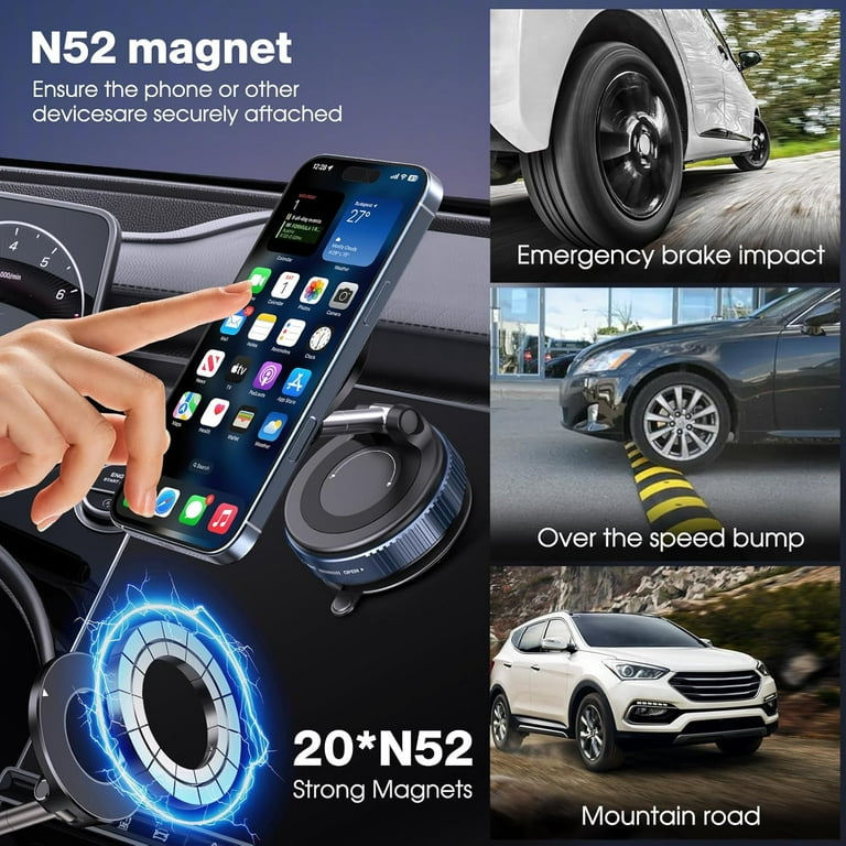 Supercharged Vacuum Magnetic Phone Holder For Car - 360° Adjustable Mount For All Phones