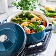 thumbnail image 3 of Merten & Storck 7QT Dutch Oven with Lid, Lightweight Enameled Iron, Oven Safe, Metal Utensil Safe, Teal, 3 of 9