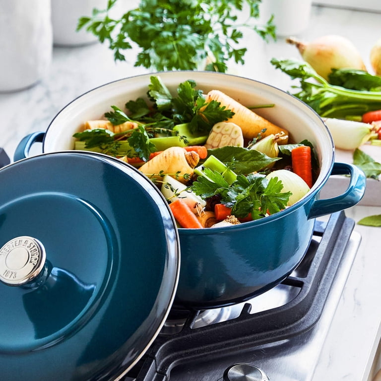 Merten & Storck 7QT Dutch Oven with Lid, Lightweight Enameled Iron
