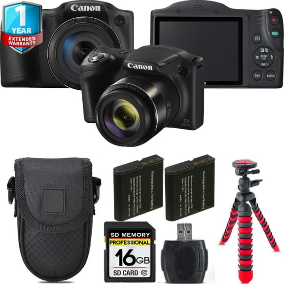 Canon PowerShot SX420 IS Digital Camera (Black)   Extra Battery  1 Yr Warranty   Case -16GB (International Version)