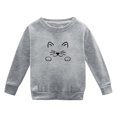 thumbnail image 2 of Spazoro Girls Crew Neck Long Sleeve Sweatshirt, Lightweight Cat Print Stretchable Breathable Casual Pullover Tops for Fall Daily School Wear Gray Size 1-2T, 2 of 6