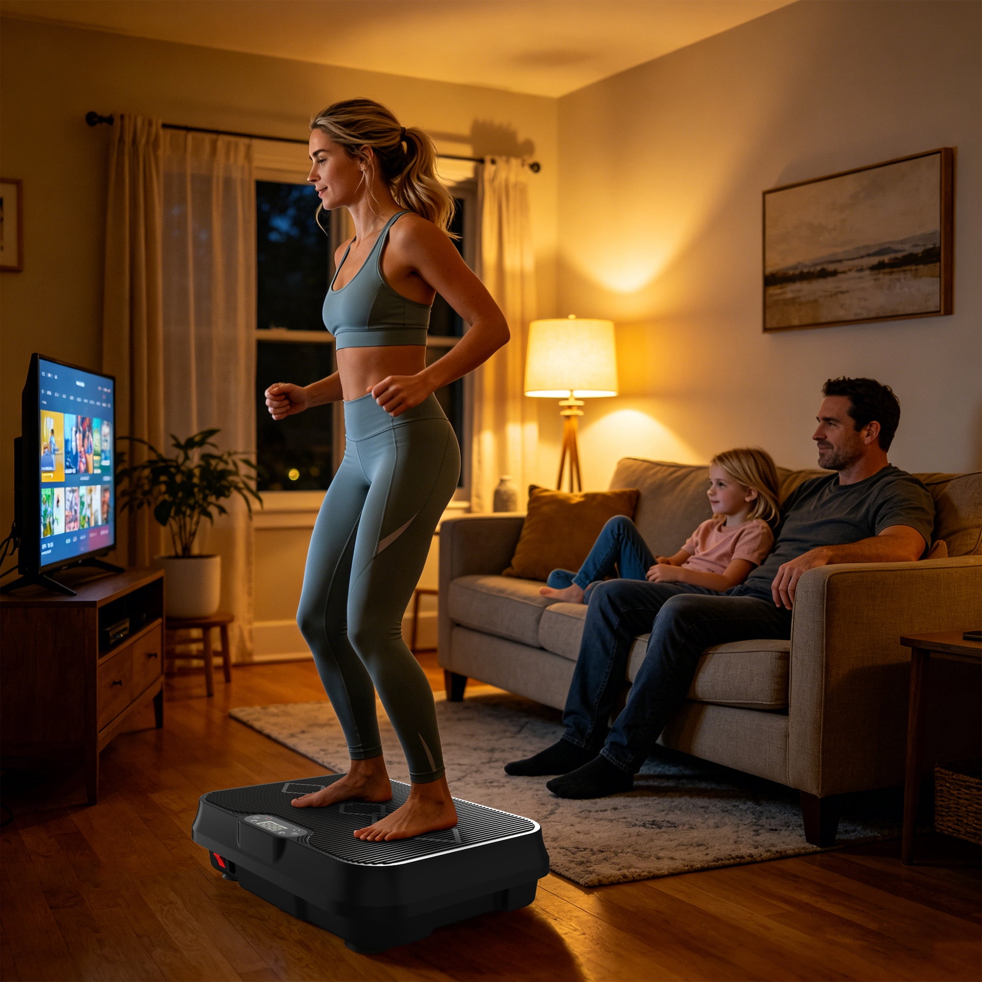 CZBZ Vibration Plate Exercise Machine, Whole Body Workout Platform with Remote Control & Resistance Bands, 300LBS Capacity Adjustable Speeds Vibration Platform for Home Gym Office