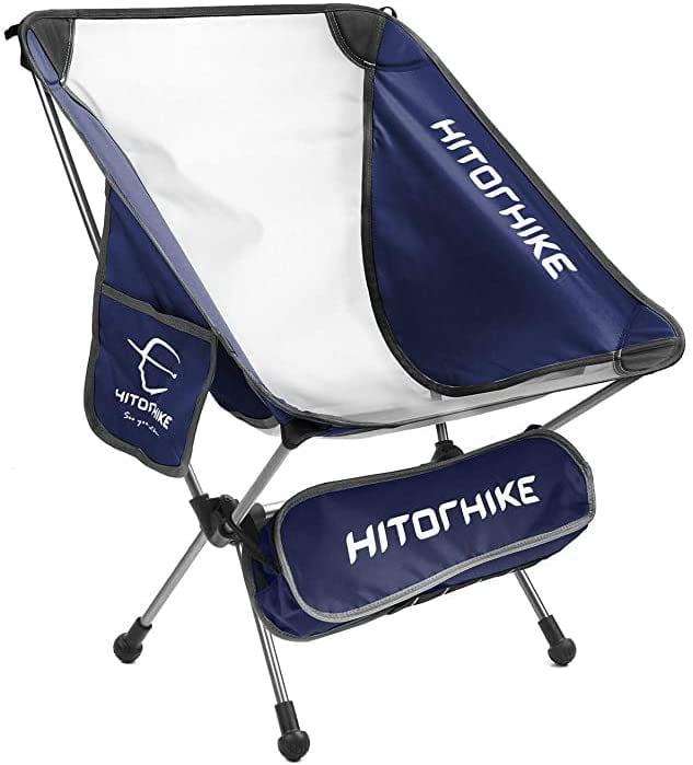 Hitorhike Camping Chair Breathable Mesh Construction 2 Side Pockets Aluminum Frame Camp Chair with Carry Bag Compact and Lightweight Folding Chair for Backpacking and Camping 