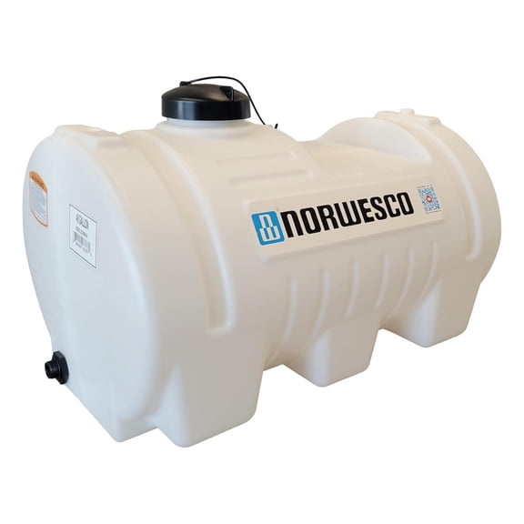 Norwesco Horizontal Leg Utility Tank, Water Storage Container, 46 Gallon Capacity, White