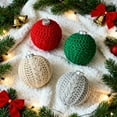 thumbnail image 4 of Handmade Crochet Knit Ball Ornament Set | Cozy Red, Green, Beige & Gray Tree Decorations, 4 of 6