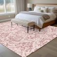thumbnail image 4 of 5'x8' Area Rugs, Pink Baroque Indoor Outdoor Area Rug for Living Room Bedroom, Farmhouse Scroll Floral Damask Patterned Washable Bathroom Rugs Kitchen Floor Carpet Mats Home Decor Aesthetic, 4 of 8