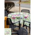 thumbnail image 4 of Outdoor Tablecloth with Umbrella Hole and Zipper, Easter Bunny Square Table Cloth 54x54 Inch Waterproof Tablecloth, Spring Flower Daisy Tulips Green Checkered Picnic Table Cover for Patio Camping, 4 of 7