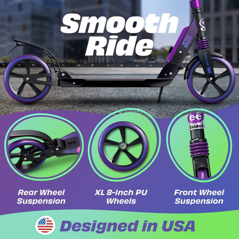 Skidee Scooter, Adjustable 4-Level Handlebar, Purple photo 2