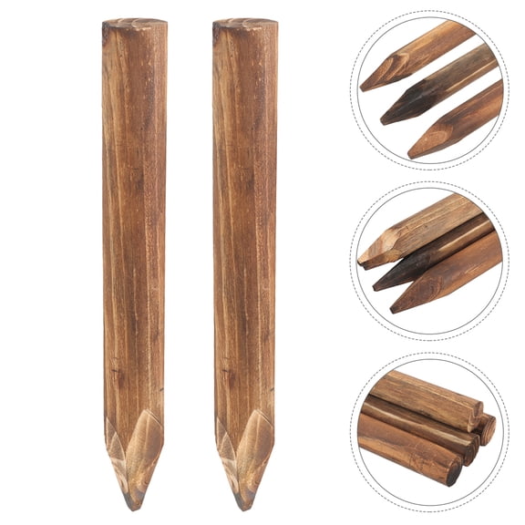 OUNONA 6Pcs Brown Outdoor Wooden Fence Pickets Easy Install Decorative Garden Border Stakes for Yard