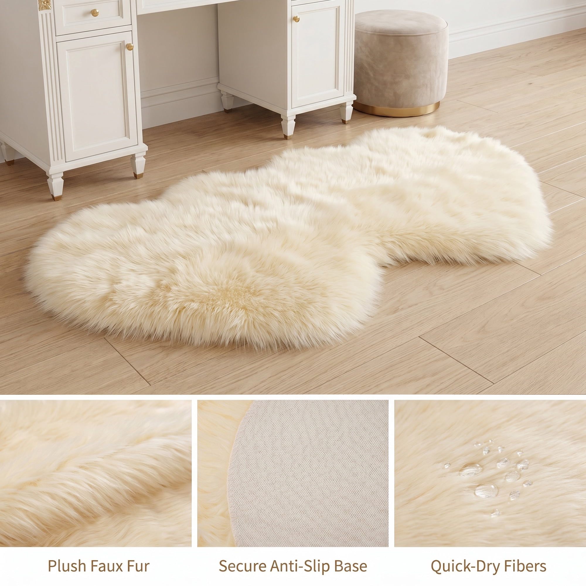 Unique Bargains Soft Fluffy Non Slip Narrow Fuzzy Shaggy Area Rug 28" x 14" Beige Yellow
