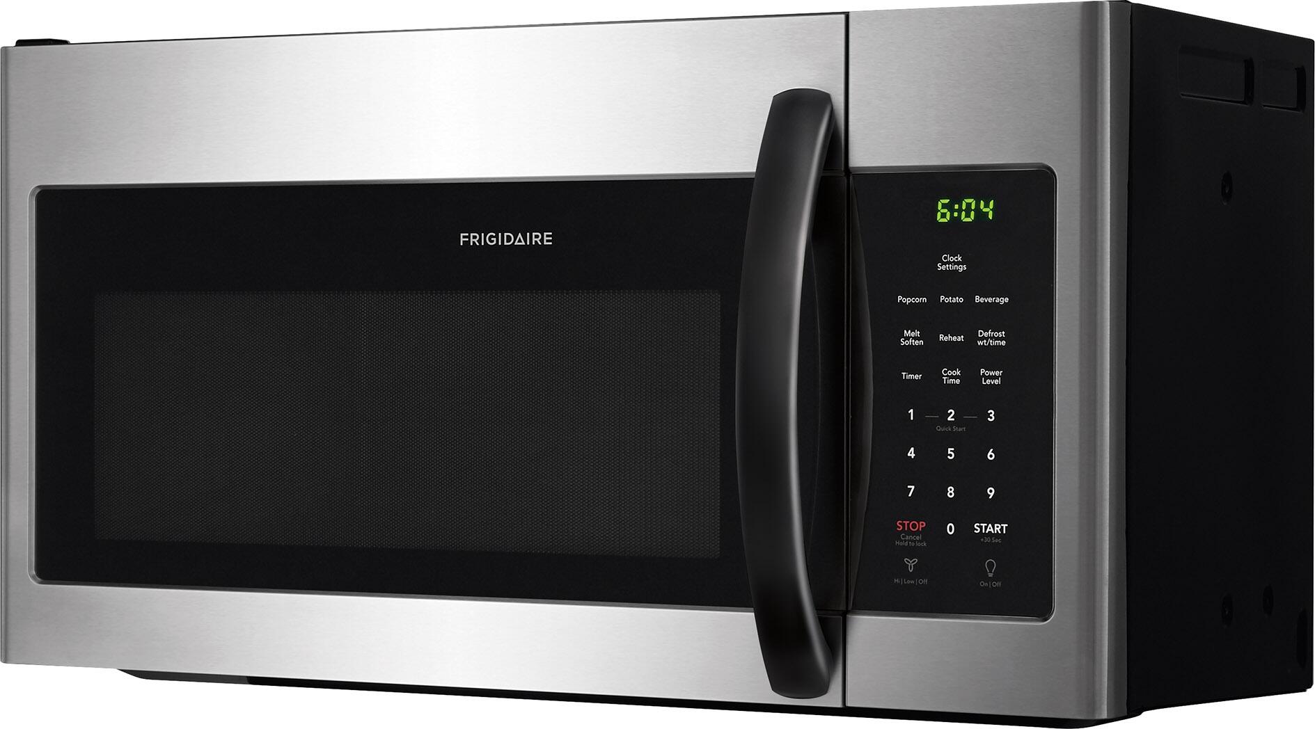 Frigidaire FFMV1645TH 30" Over the Range Microwave with 1.6 cu. ft. Capacity, LED Lighting, Multi-Stage Cooking Option, in Stainless Steel with Black Handle