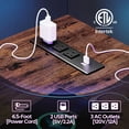 thumbnail image 3 of Bestier 48" L Shaped Desk with LED Lights & Power Outlets, Corner Computer Desk with Monitor Stand for Home Office, Rustic, 3 of 10