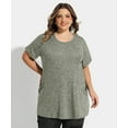 thumbnail image 2 of TIYOMI Women's Plus Size Green Tops 3X Summer Short Sleeve Knitting Tops Crewneck Shirts Pocket Workout Pullover Solid Knitted Sweaters Casual T-Shirt Loose Fit Summer Tee 3XL 22W 24W, 2 of 7