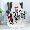 thumbnail image 4 of Puerto Rico Soft Flannel Fleece Throw Blanket, I Love Puerto Rico Doodle Hand-written with Heart and Flag, Cozy Plush for Indoor and Outdoor Use, 50" x 60", Black Vermilion, by Ambesonne, 4 of 5