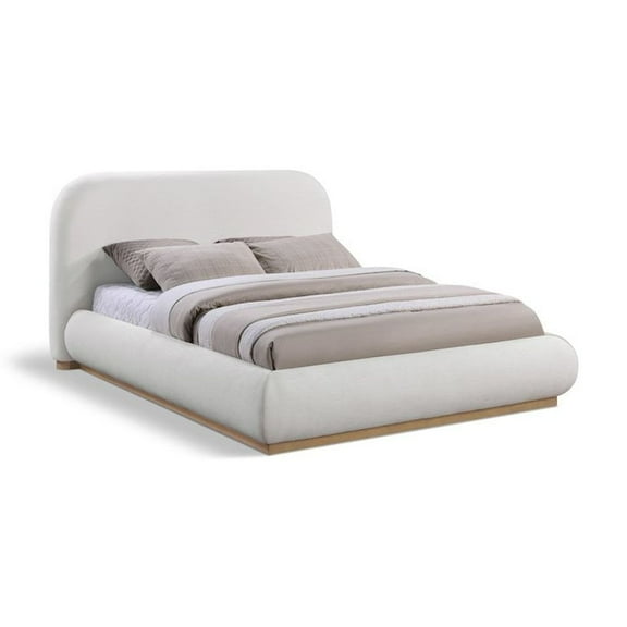 Meridian Furniture Vaughn Cream Linen Textured Fabric King Bed
