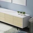 thumbnail image 3 of Atlas 78" x 20" Modern TV Stand Cabinet - White Frame, White Oak Door/Drawers, Black Base, 3 of 8
