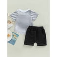 thumbnail image 4 of Wassery Baby Boys Clothes Short Sleeve Crew Neck Striped T-shirt with Elastic Waist Shorts 6 12 18 24 Months Infant Boys Summer Casual Outfit Sets, 4 of 8