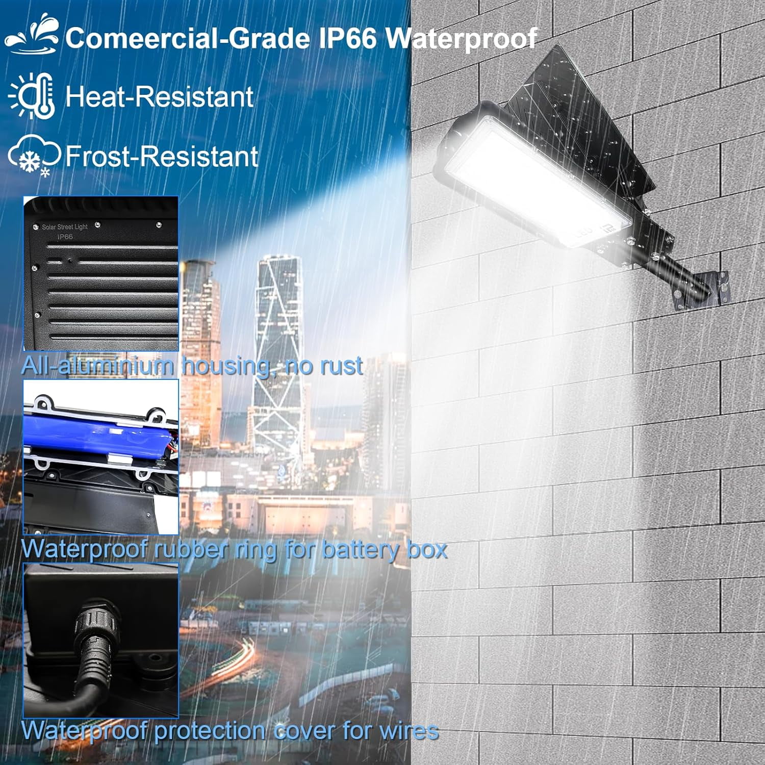 Indmird Outdoor Solar Lights 100W, IP66 Waterproof Solar Exterior LED Reflector for Dusk Streets to Dawn, Suitable for Garage,Road,Paths, Garden
