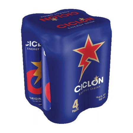 Ciclon Original, Energy Drink, 4 Pack with 16.9 Ounces Aluminum Cans