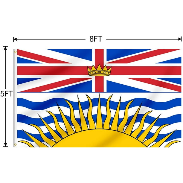 British Columbia Flag 5x8 Ft, Canadian Province BC Flags with Print Vivid  Color and UV Fade Resistant, Canvas Header and Double Stitched,  Light-Weight Polyester Flag with Metal Grommets\u2026 