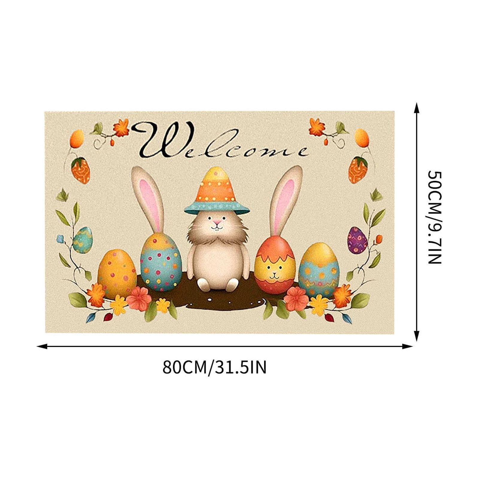 Antqov Easter Door Mat 20x31" Soft Easter Welcome Doormat Outdoor Colorful Easter Eggs Bunny Front Door Mat Funny Easter Doormat for Home Bathroom Decorations
