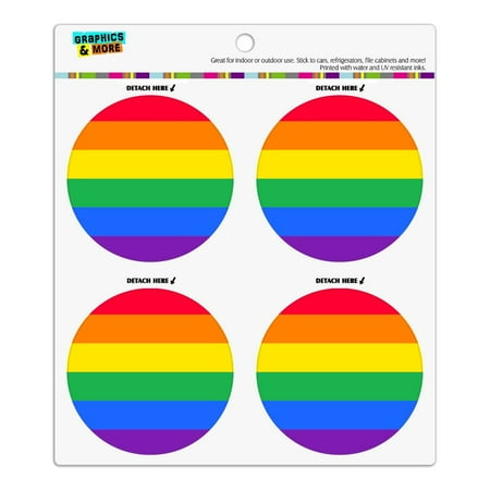 

Rainbow Pride Gay Lesbian Contemporary Refrigerator Fridge Locker Vinyl Circle Magnet Set