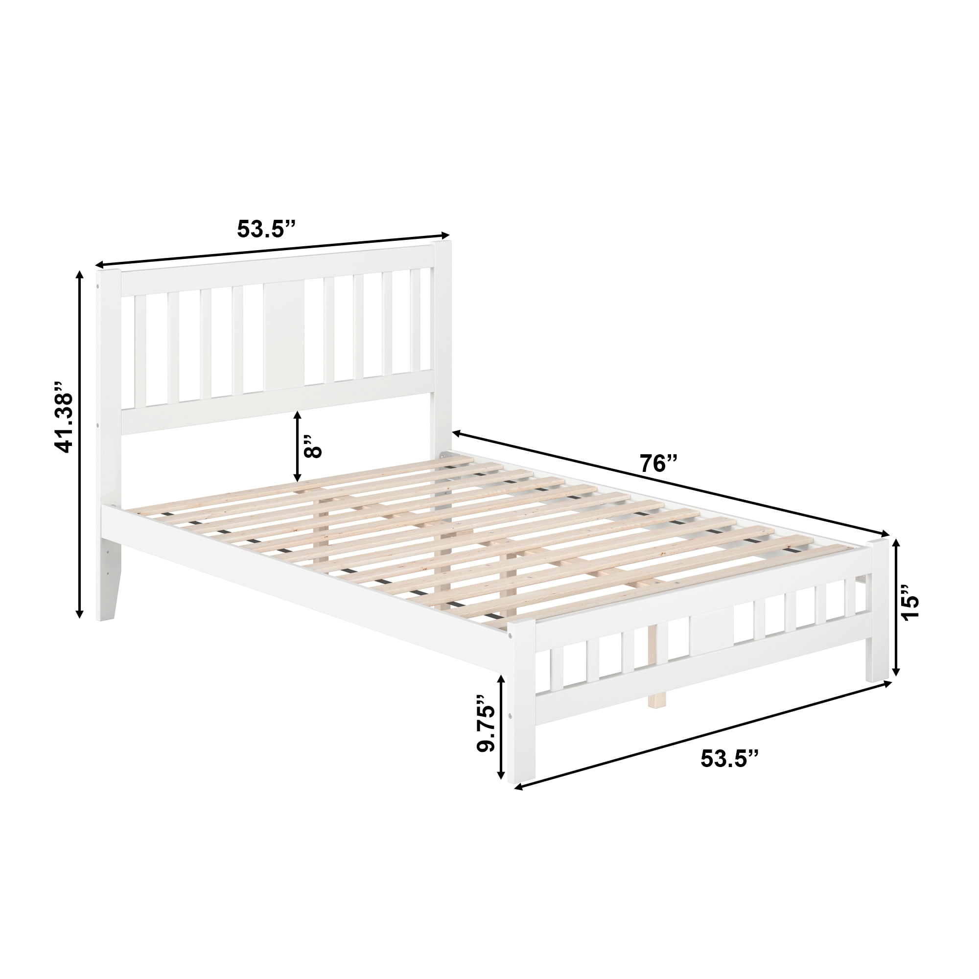 AFI Tahoe 14" Full Wood Platform Bed with Slatted Headboard and Footboard, White