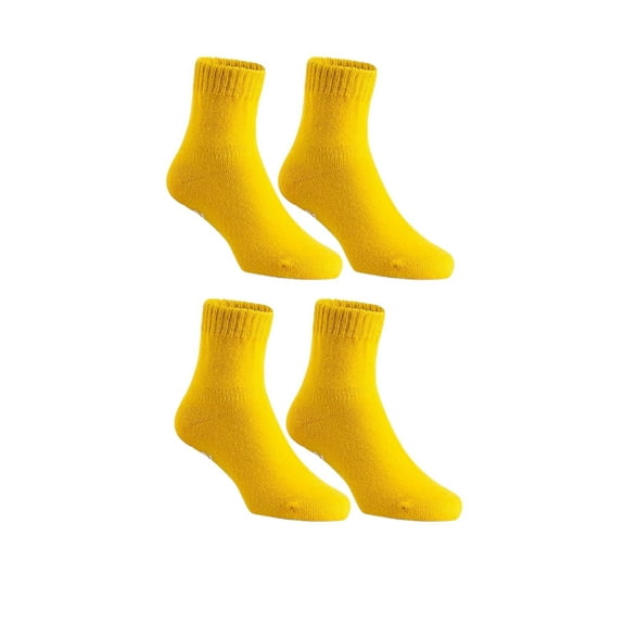 Lovely Annie Unisex Children 4 Pairs Pack Non Slip Pure Cotton Socks 1Y-3Y(Yellow)