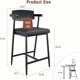 thumbnail image 3 of Juego de 6 Taburetes para Barra de 66 cm - Sillas con Reposabrazos, Respaldo de Madera y Estructura Metálica Resistente - Asiento Amplio con Reposapiés para Isla de Cocina o Bar - Negro Vintage, 3 of 7