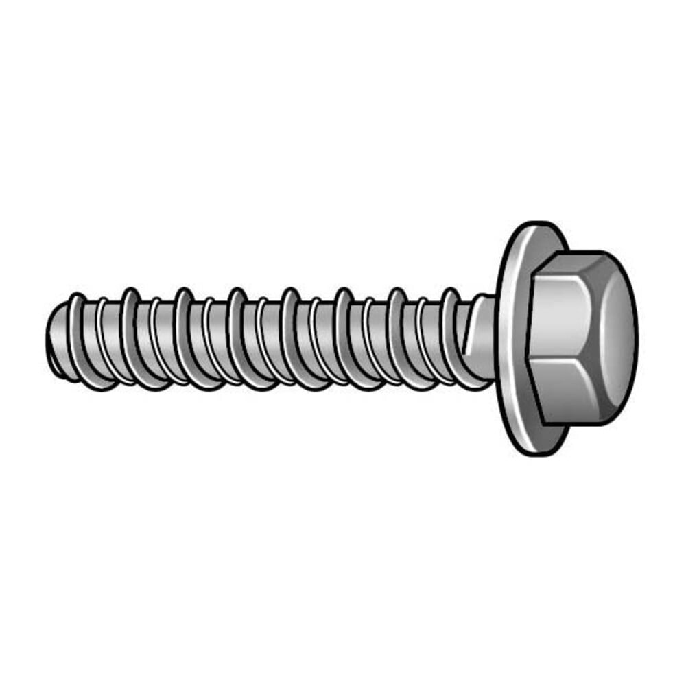 Large Diameter Tapcon Concrete Screw, 1/2" Dia., Hex, 4" L, Steel Zinc Plated, 25 PK