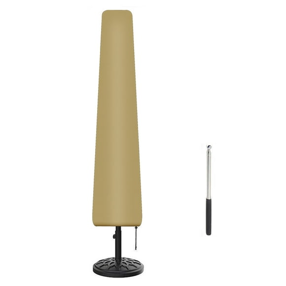 J&C Patio Umbrella Cover 420D Waterproof Heavy Duty Fabric Market Parasol Umbrella Cover With Push For 7Ft To 11Ft Outdoor Umbrellas(74.8 Inch Beige)