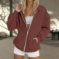 thumbnail image 2 of BODOAO Women's 2025 Zip Up Y2K Hoodies Oversized Solid Color Sweatshirts Pullover Lapel Loose Casual Zipper Sweatshirts Casual Long Sleeve Sweatshirts Fall Spring Track Jackets with Pockets Wine L, 2 of 7