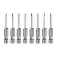 thumbnail image 1 of Uxcell 8pcs #0 Punta de destornillador Phillips PH0 Vástago hexagonal de 1/4" Longitud de 2" (50mm) Varilla de 0.1" Puntas de taladro magnéticas de cabeza cruzada de acero S2, 1 of 7