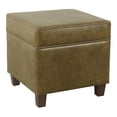 thumbnail image 1 of HomePop Square Transitional Faux Leather Ottoman with Lift Off Top in Brown, 1 of 8