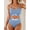 AE Light Blue, variant on Eytino Women's High Waisted Bikini Set - Textured Two Piece Swimsuit with Scoop Neck and Floral Print Dark Green M