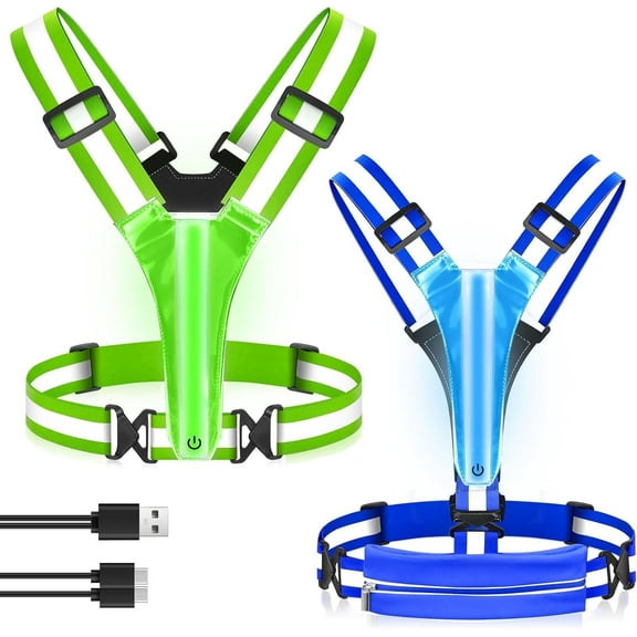 LED Reflective Running Vest with Phone Holder, 5 Colors Light Up Running Vest Rechargeable Running Lights for Runners High Visibility Reflective Running Gear, Adjustable for Men and Women（120kg）