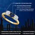 thumbnail image 2 of Gem Stone King 10K Yellow Gold Blue Sapphire and White Moissanite Engagement Ring for Women | 1.60 Cttw | Round 5MM | Gemstone September Birthstone | Size 8, 2 of 7