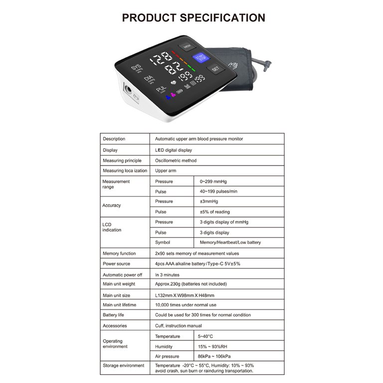 Blood Pressure Monitor for Home Use Extra Large Cuff Automatic Digital  Blood Pressure Machine 9-17''&13-21''Adjustable Blood Pressure Cuff-  Backlit