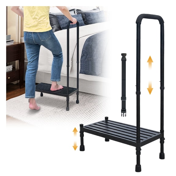 Adjustable Step Stool with Handle for Seniors, Bedside Assist Steps for High Beds, Heavy Duty Foot Platform for SUVs and Cars