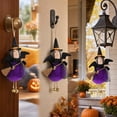 thumbnail image 7 of XIA0LE Halloween Small Witch Decor Halloween Tree Decoration Hanging Witch Doll Broomstick With Bells Ornaments For Porch, Party Decor (Purple), 7 of 7