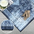 thumbnail image 5 of GlowSol 2'x6' Vintage Boho Runner Rug Non-Slip Washable Bedsides Runner Rug Medallion Distressed Indoor Floor Carpet for Kitchen Laundry Room, Navy Blue, 5 of 6