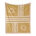 thumbnail image 1 of Letter Q Soft Flannel Fleece Throw Blanket, Horizontal and Vertical Stripes with Gradient Color Zigzags Chevrons Art, Cozy Plush for Indoor and Outdoor Use, 50" x 60", Dark Yellow Eggshell, Ambesonne, 1 of 4