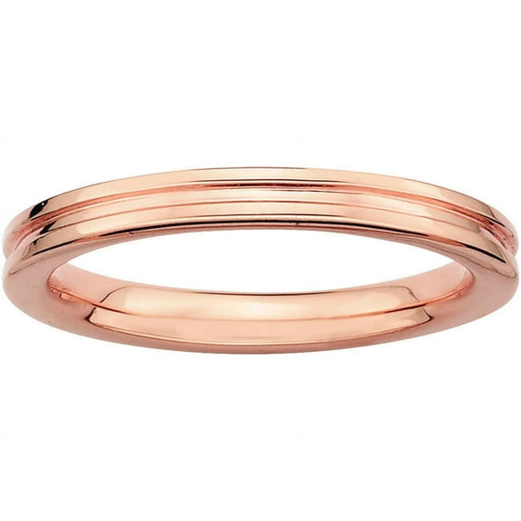 Sterling Silver Pink-Plated Grooved Ring