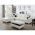 thumbnail image 3 of Ainehome Leather Left Hand Facing Sectional Sofa with Pillows and Ottoman, White, 3 of 7
