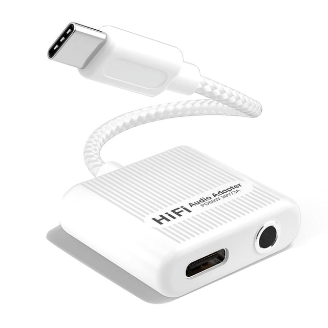 Adaptador de Carga de Audio USB-C A 3,5 mm, 60 W PD, Convertidor Auxiliar Tipo C