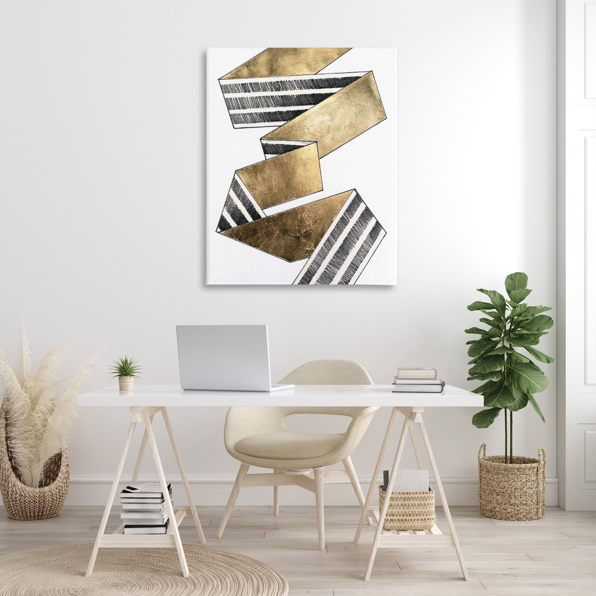 Stupell Industries Alternating Striped Ribbon Abstract Painting Gallery Wrapped Canvas Art Print Wall Art, 36 x 48